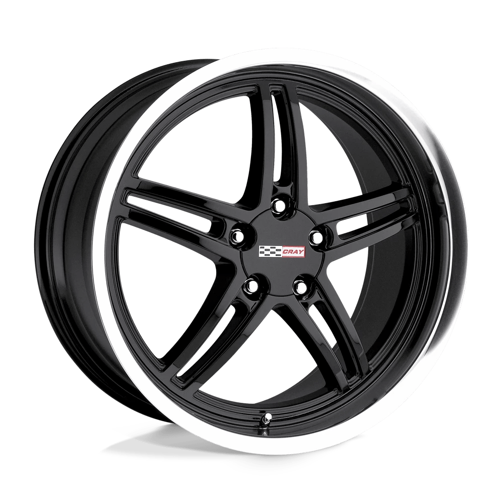 Cray SCORPION 19X9 50 5X120.65/5X4.75 GLOSS BLACK W/ MIRROR CUT LIP