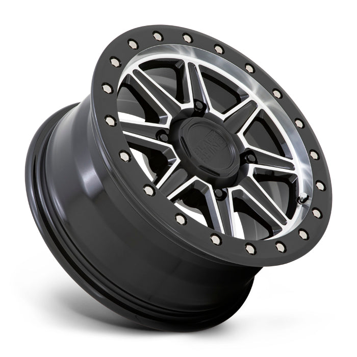 Black Rhino Powersports WEBB UTV 15X7 52 4X110 GLOSS BLACK WITH MACHINED FACE