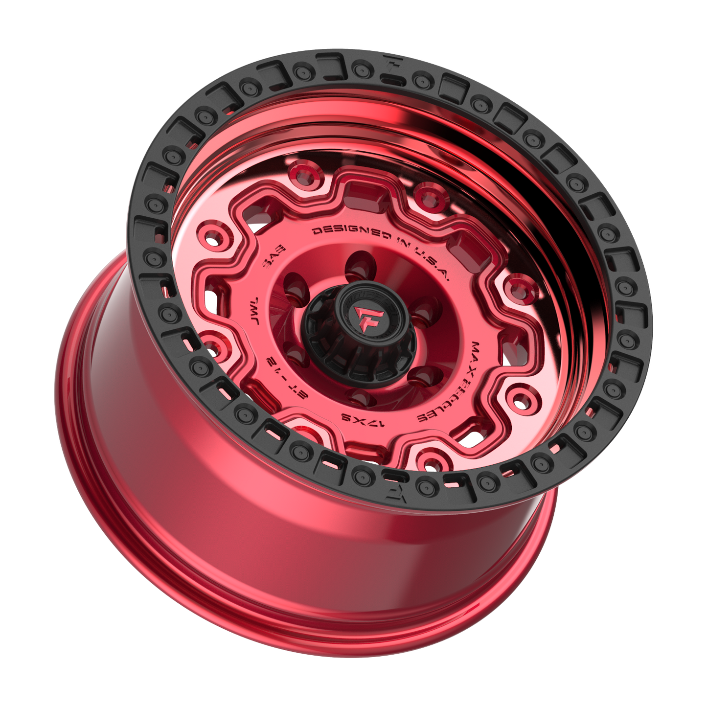 FITTIPALDI FT100RTB 17X9, PCD 6X5.50, ET-12, CB 106.2-MACHINED W/ GLOSS RED TINT & SATIN BLACK RING