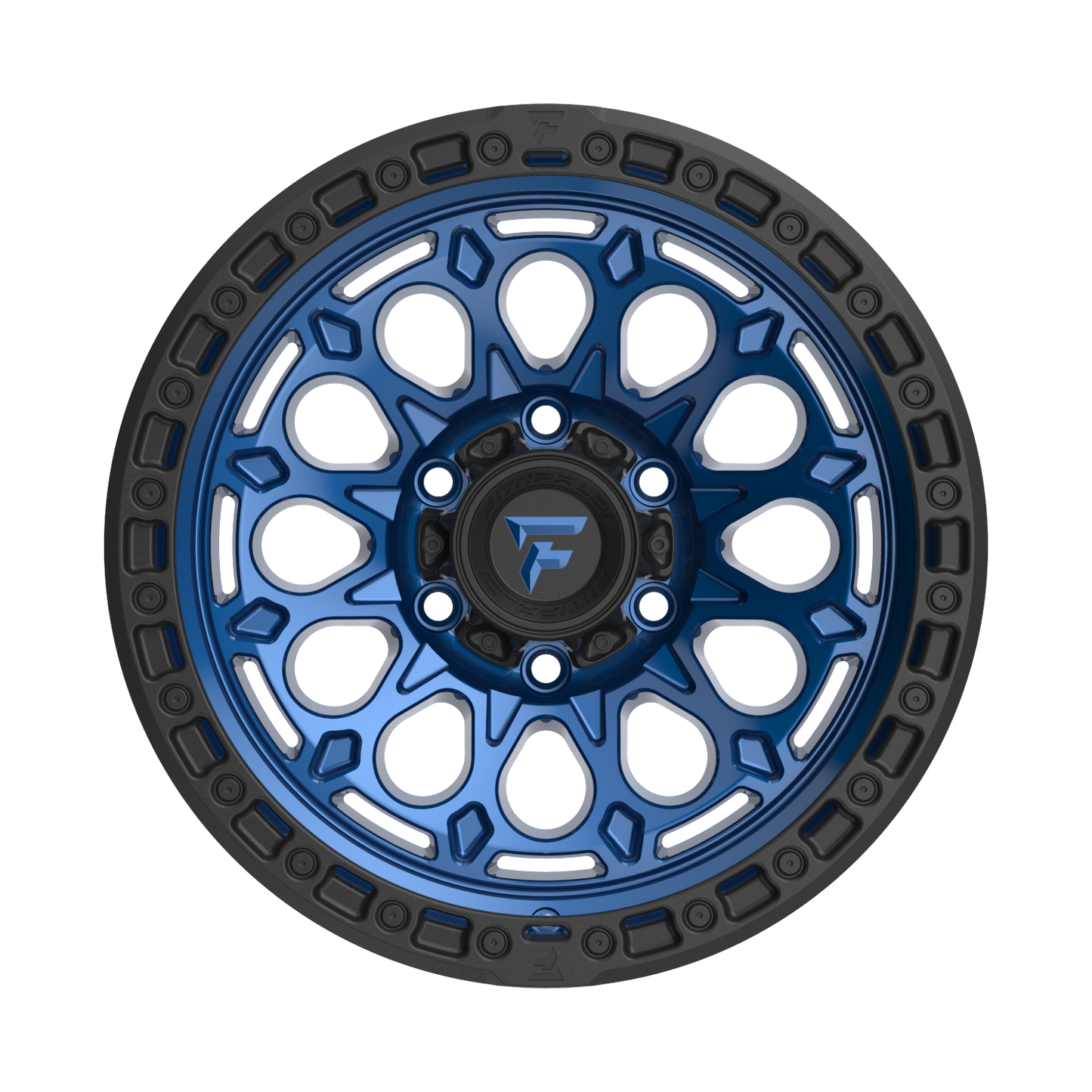 FITTIPALDI OFFROAD FT101BLB 17X9, PCD 6X5.50, ET -12, CB 106.2-GLOSS BLUE WITH SATIN BLACK RING