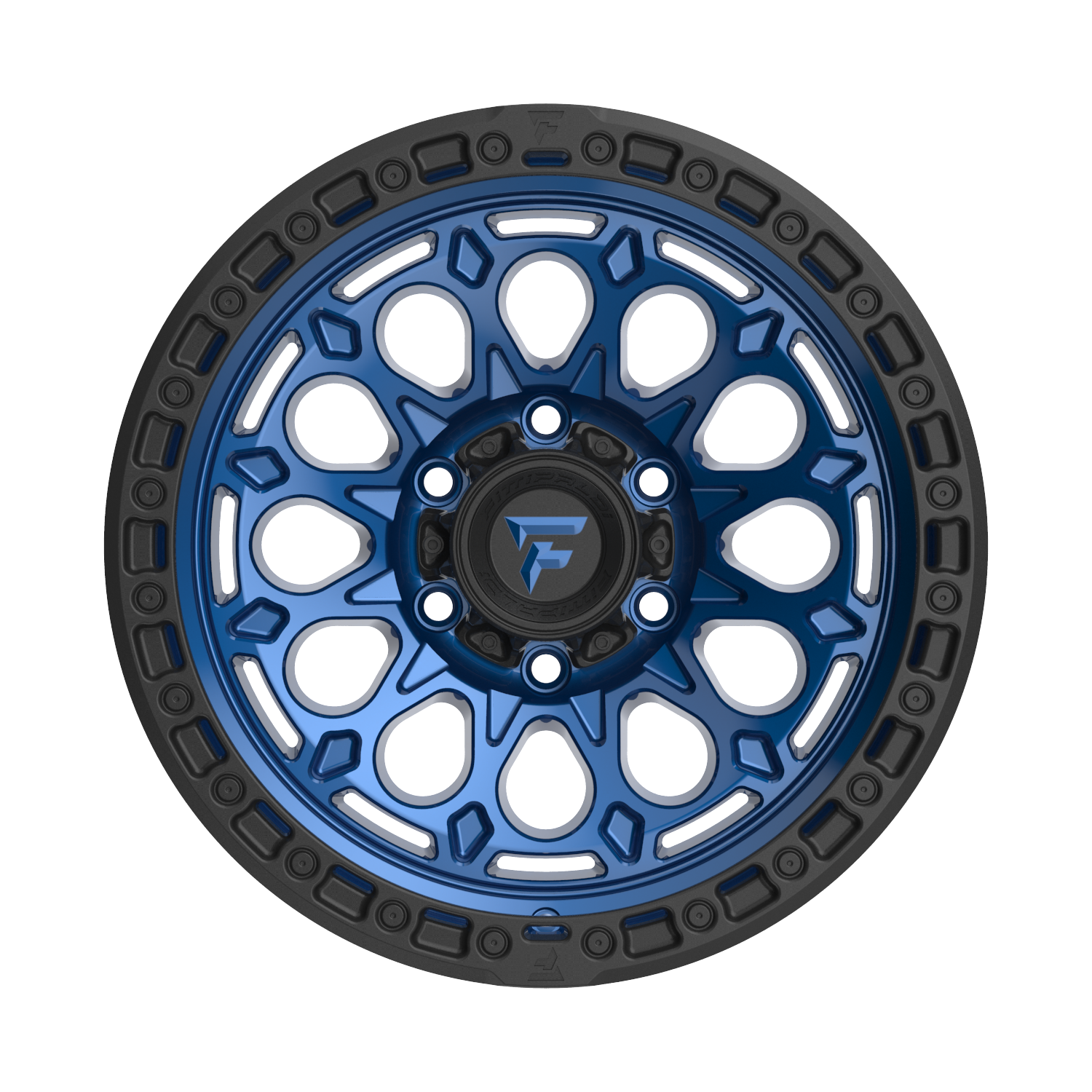 FITTIPALDI OFFROAD FT101BLB 17X9, PCD 6X5.50, ET -12, CB 106.2-GLOSS BLUE WITH SATIN BLACK RING