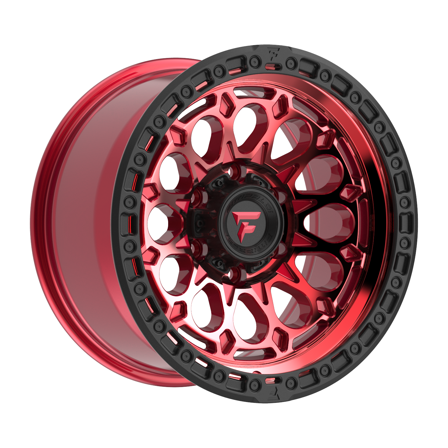 FITTIPALDI FT101RTB 17X9, PCD 6X5.50, ET-12, CB 106.2-MACHINED W/ GLOSS RED TINT & SATIN BLACK RING