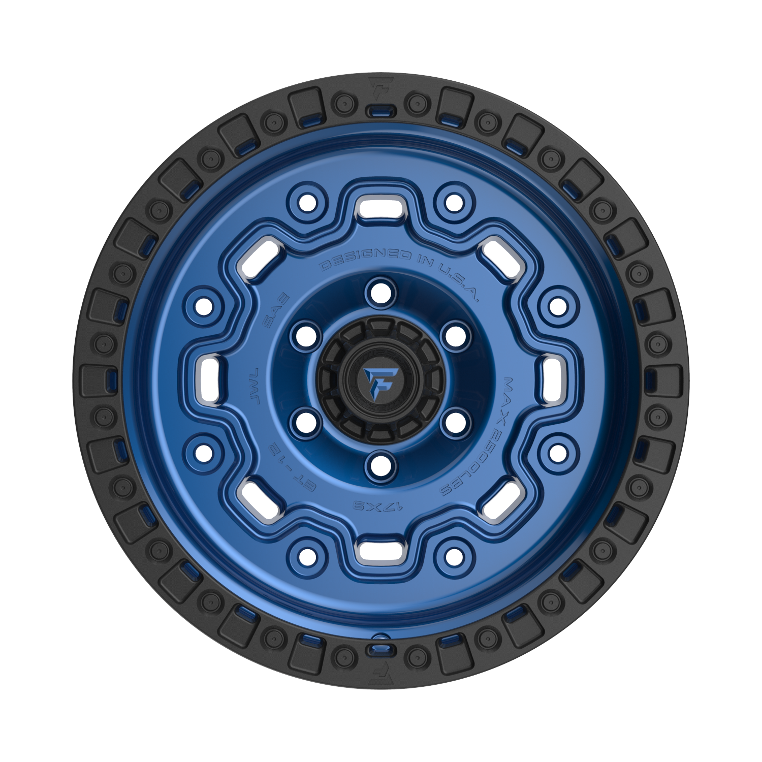 FITTIPALDI OFFROAD FT100BLB 17X9, PCD 6X5.50, ET -12, CB 106.2-GLOSS BLUE WITH SATIN BLACK RING