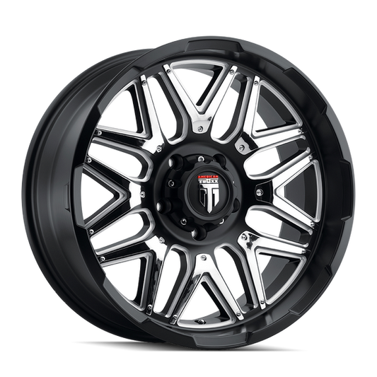 AMERICAN TRUXX GRIND AT151 20X9 0 8x170 MATTE BLACK/MILLED W/ CHROME INSERT