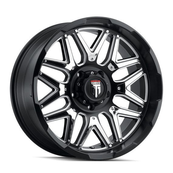 AMERICAN TRUXX GRIND AT151 20X9 0 8x165.1 MATTE BLACK/MILLED W/ CHROME INSERT