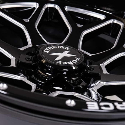 Xtreme Force XF-12 22x12 -51 5x127 (5x5)/5x139.7 (5x5.5) Black and Milled