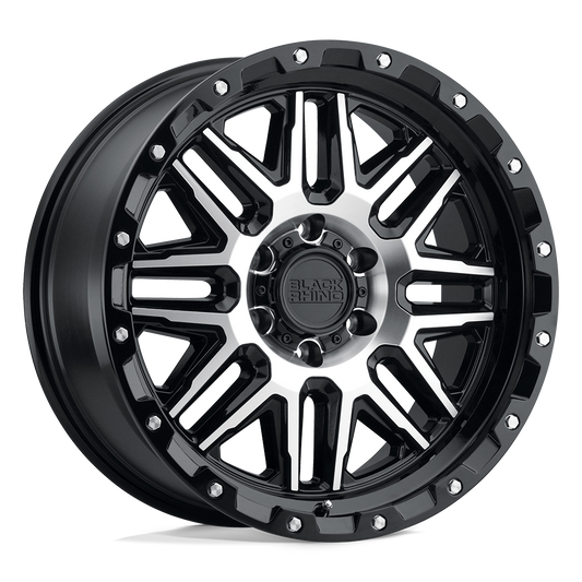 Black Rhino ALAMO 17X9 -18 8X180/8X7.1 GLOSS BLACK W/ MACHINED FACE & STAINLESS BOLTS