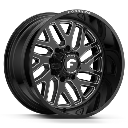 SET OF 4 FORGIATO FLOW TERRA 004 24x12 6x139.7(6x5.5) -44 OFFROAD BLACK/MILLED (Wheel and Tire Package)
