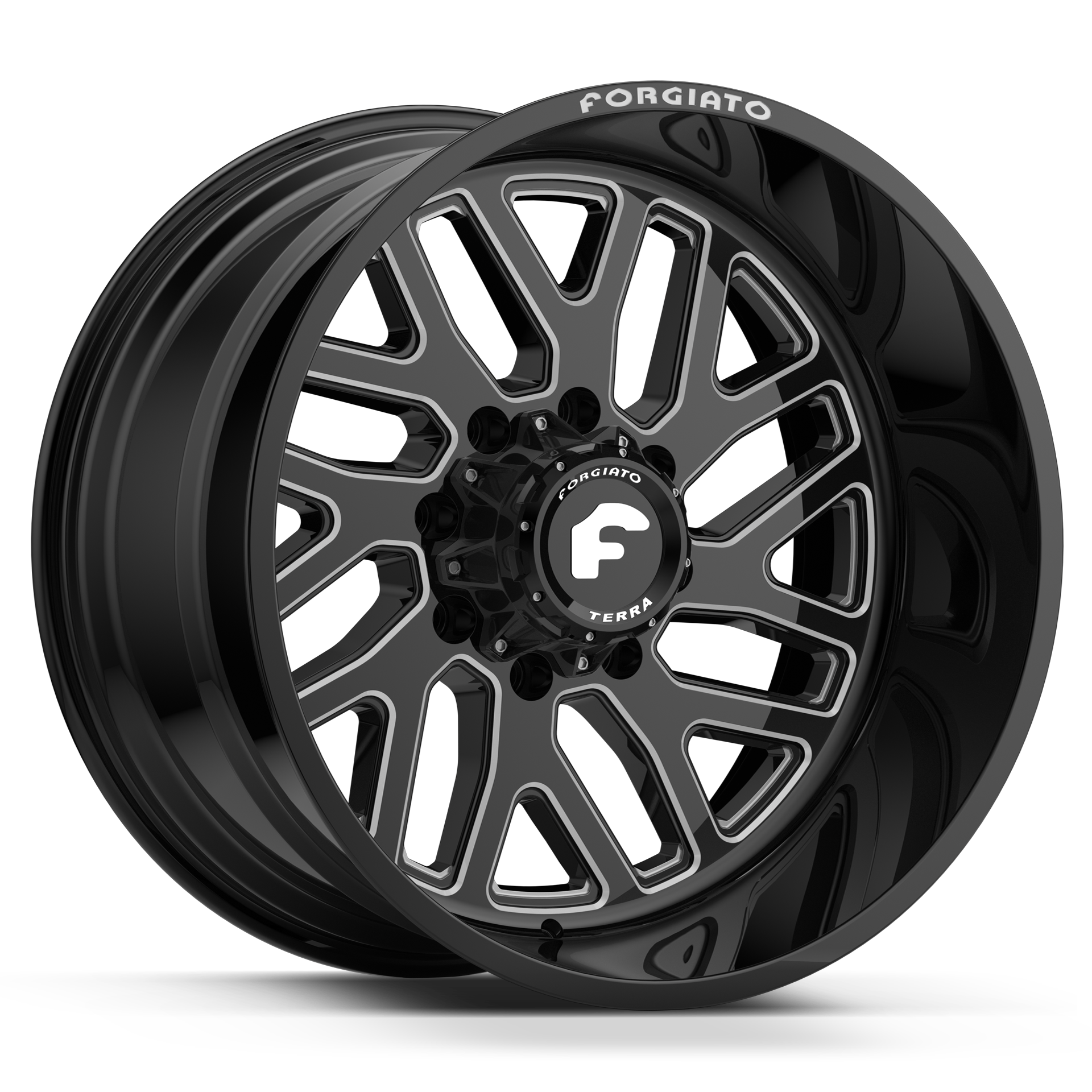 FORGIATO FLOW TERRA 004 24x12 6x139.7(6x5.5) -44 OFFROAD BLACK/MILLED (Wheel and Tire Package)