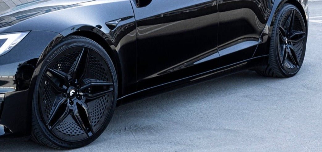 SET OF 4 FORGIATO WHEEL & TIRES PACKAGE FOR TESLA MODEL S & X - EV 001 22" STAGGERED SETUP
