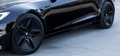 SET OF 4 FORGIATO WHEEL & TIRES PACKAGE FOR TESLA MODEL S & X - EV 001 22" STAGGERED SETUP