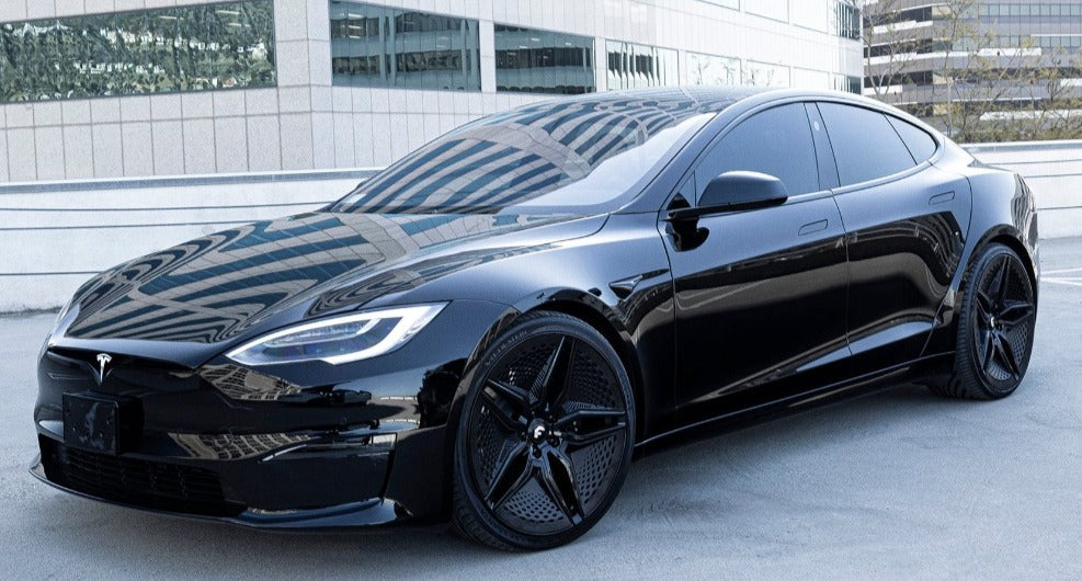 SET OF 4 FORGIATO WHEEL & TIRES PACKAGE FOR TESLA MODEL S & X - EV 001 22" STAGGERED SETUP