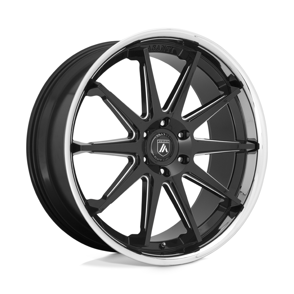 Asanti Black ABL-29 EMPEROR 22x10 15 6x139.7/6x5.5 Gloss Black Milled With Chrome Lip