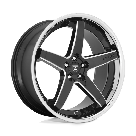 Asanti Black ABL31 REGAL 22x9 15 5x115/5x115 Gloss Black Milled With Chrome Lip