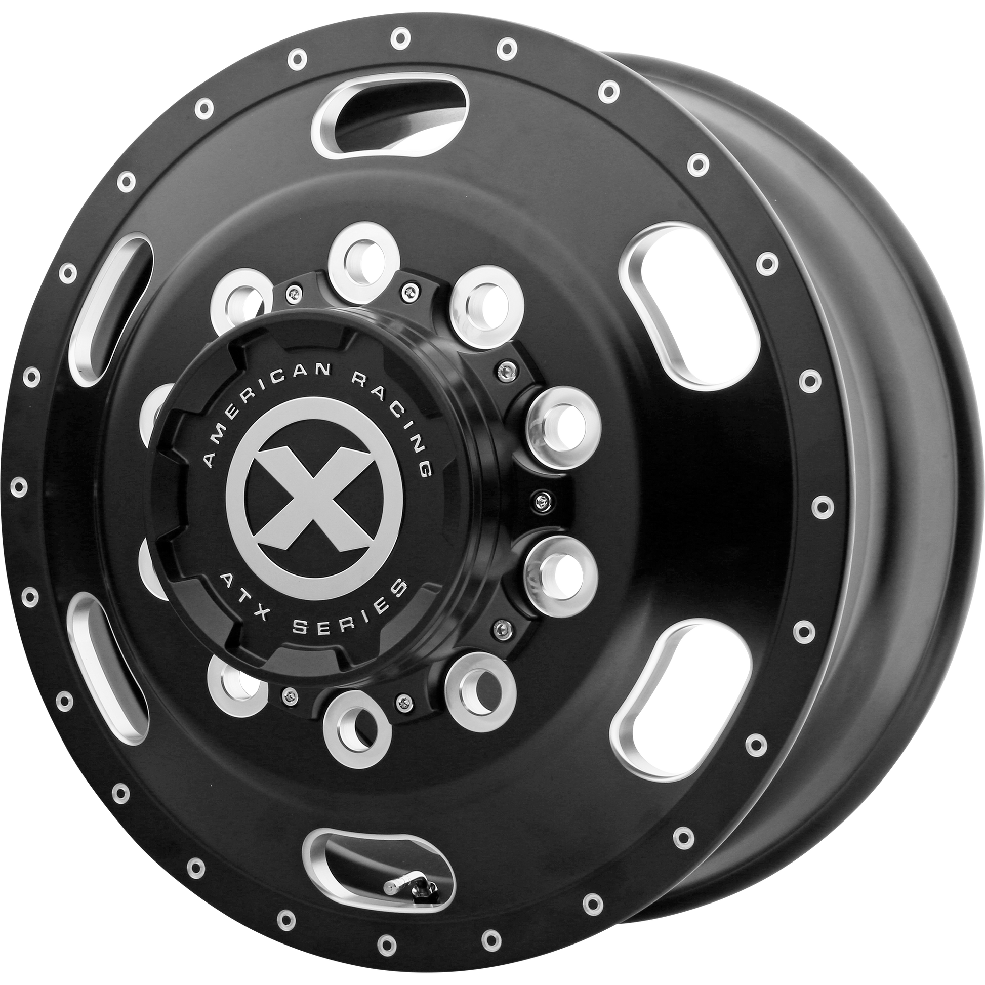 ATX AO402 INDY 22.5X8.25 145 10X285.75/10X11.25 Satin Black Milled - Front