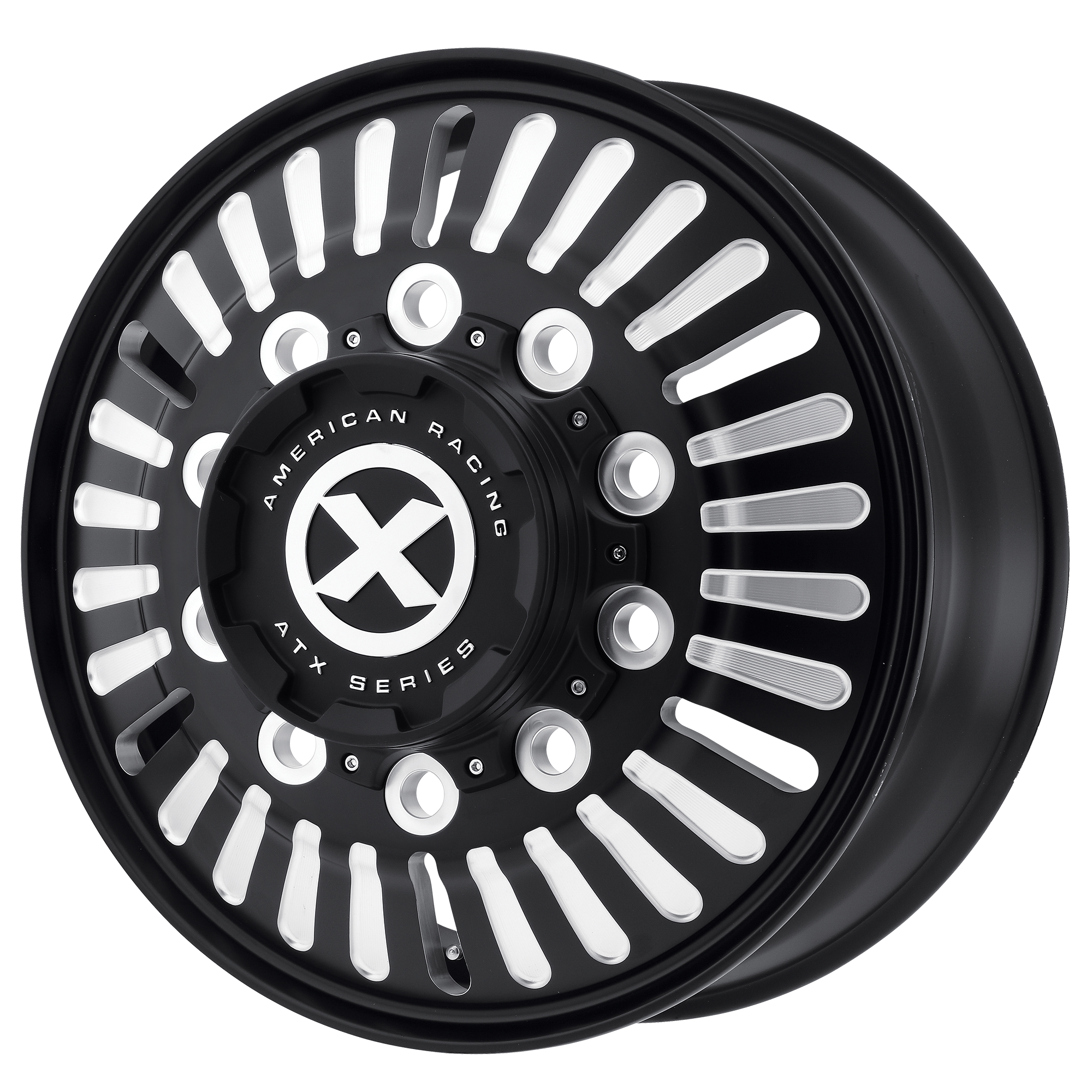 ATX AO403 ROULETTE 22.5X8.25 144 10X285.75/10X11.25 Satin Black Milled - Front