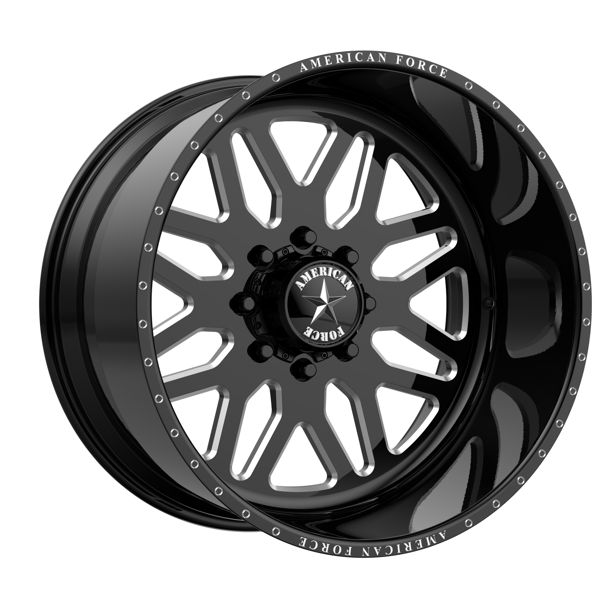 AMERICAN FORCE TRAX SS 22x16 8x165.10 GLOSS BLACK MACHINED (-101 mm)