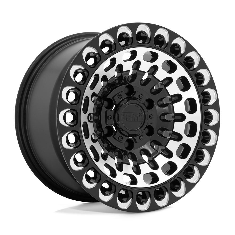 Black Rhino LABYRINTH 17X9.5 -18 5X127/5X5.0 GLOSS BLACK WITH MACHINED FACE & MILLING