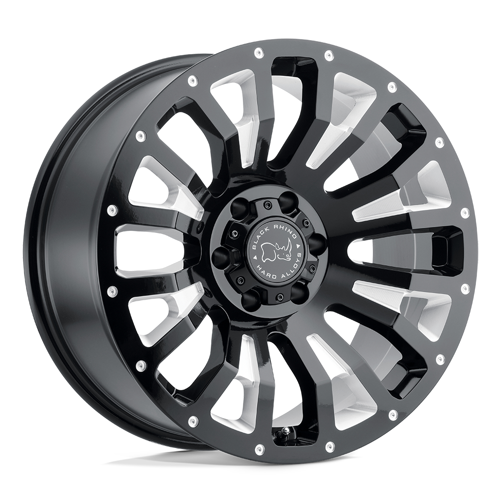 Black Rhino PINATUBO 17X9.5 6 8X165.1/8X6.5 GLOSS BLACK W/ MILLED INSIDE WINDOW