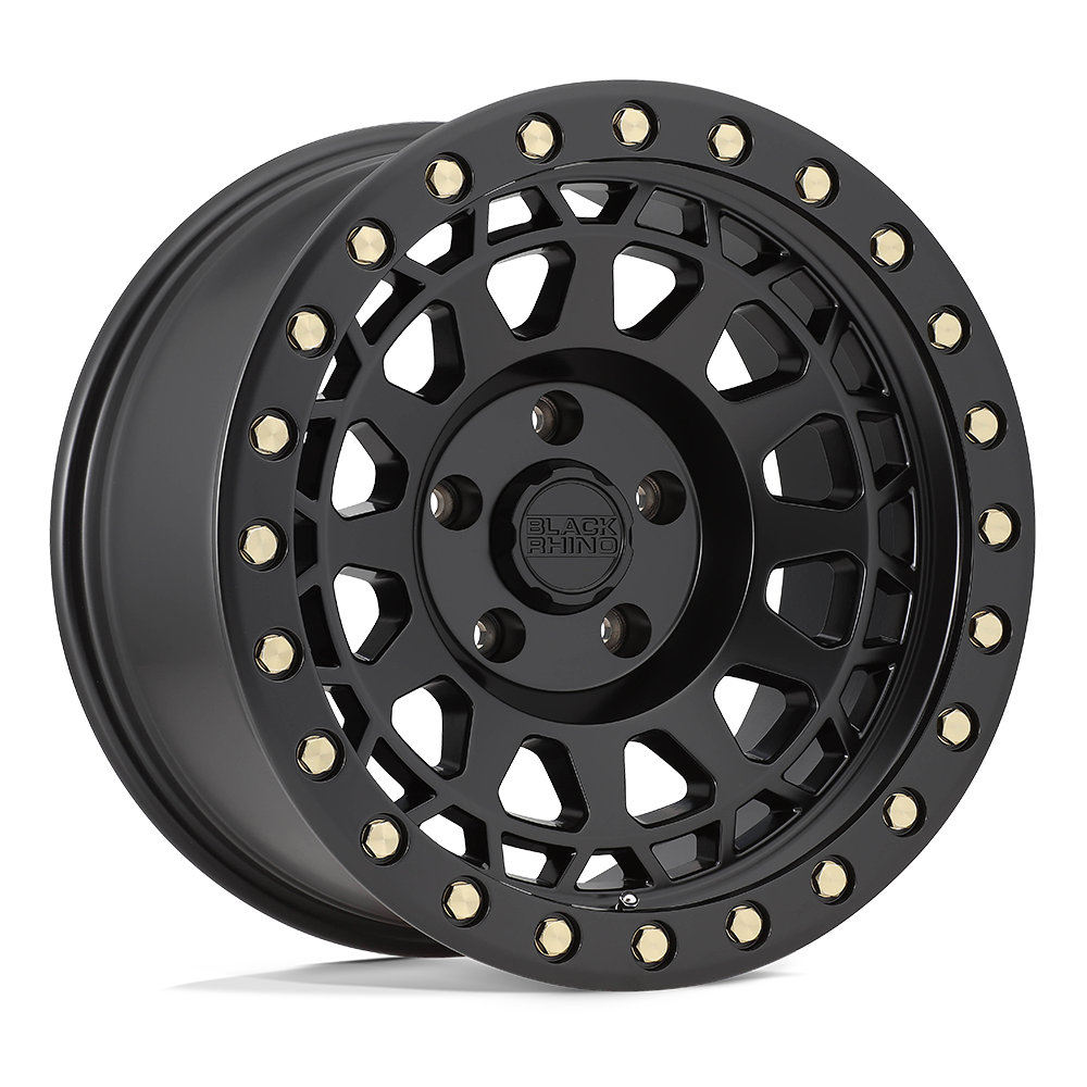 Black Rhino PRIMM 17X8.5 -38 5X127/5X5.0 MATTE BLACK W/ BRASS BOLTS
