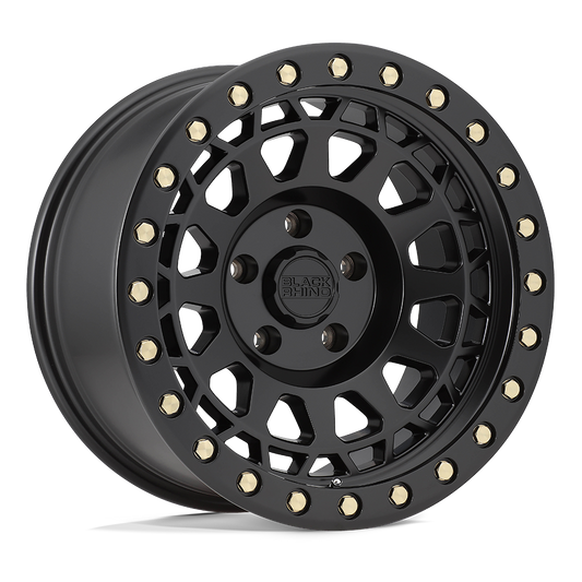 Black Rhino PRIMM 17X8.5 -38 5X127/5X5.0 MATTE BLACK W/ BRASS BOLTS