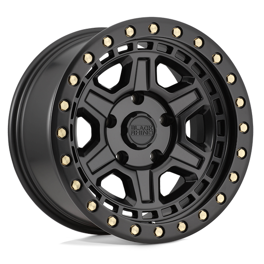 Black Rhino RENO 18X9.5 0 5X127/5X5.0 MATTE BLACK W/ BRASS BOLTS