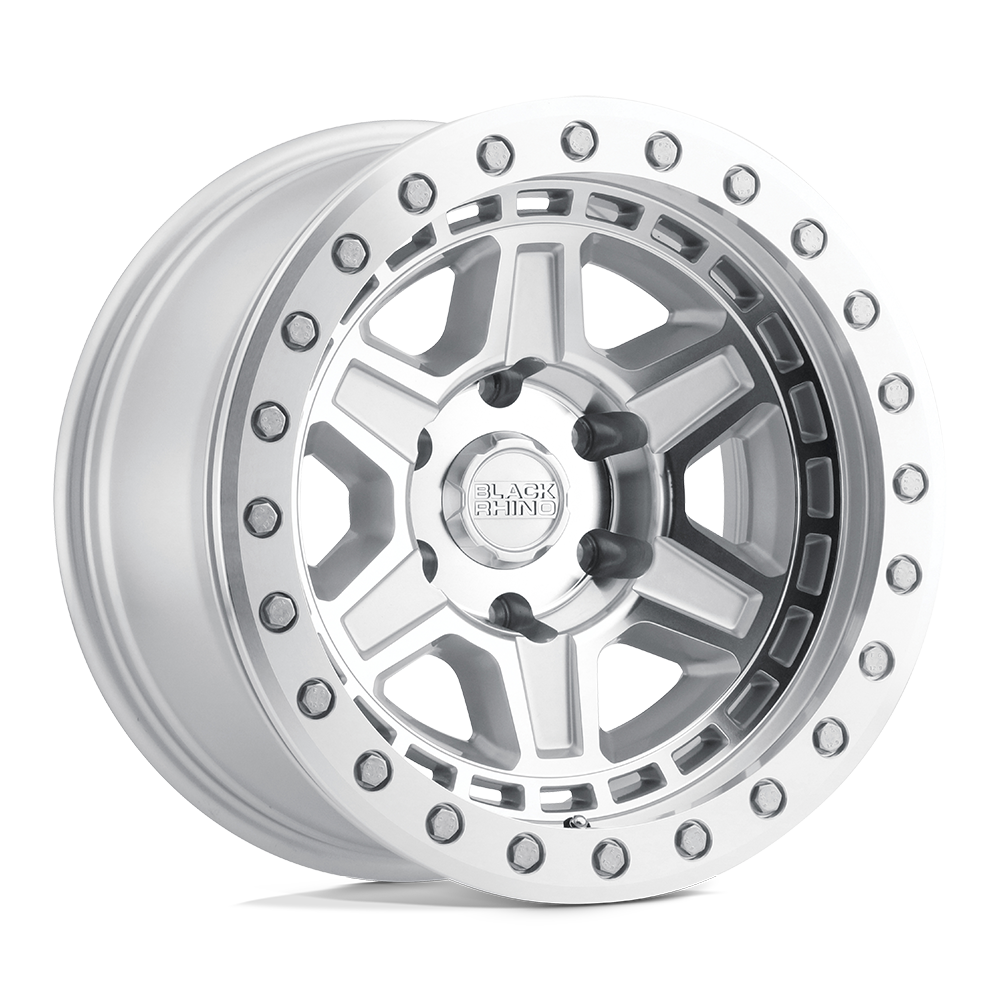 Black Rhino RENO 17X8.5 0 6X135/6X5.3 SILVER W/ MIRROR FACE & SILVER BOLTS