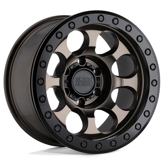 Black Rhino RIOT 17X8.5 0 6X139.7/6X5.5 MATTE BRONZE W/ BLACK RING & BOLTS