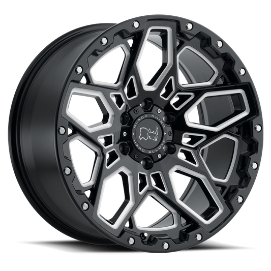 Black Rhino SHRAPNEL 17X9.5 -18 6X139.7/6X5.5 GLOSS BLACK W/ MILLED SPOKES