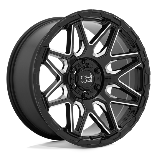 Black Rhino SHOCKWAVE 20X9.5 -18 5X127/5X5.0 GLOSS BLACK WITH MILLED SPOKES