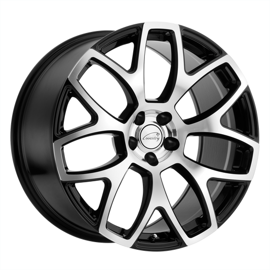 COVENTRY ASHFORD 20X10.5 25 5X108 GLOSS BLACK W/ MIRROR CUT FACE