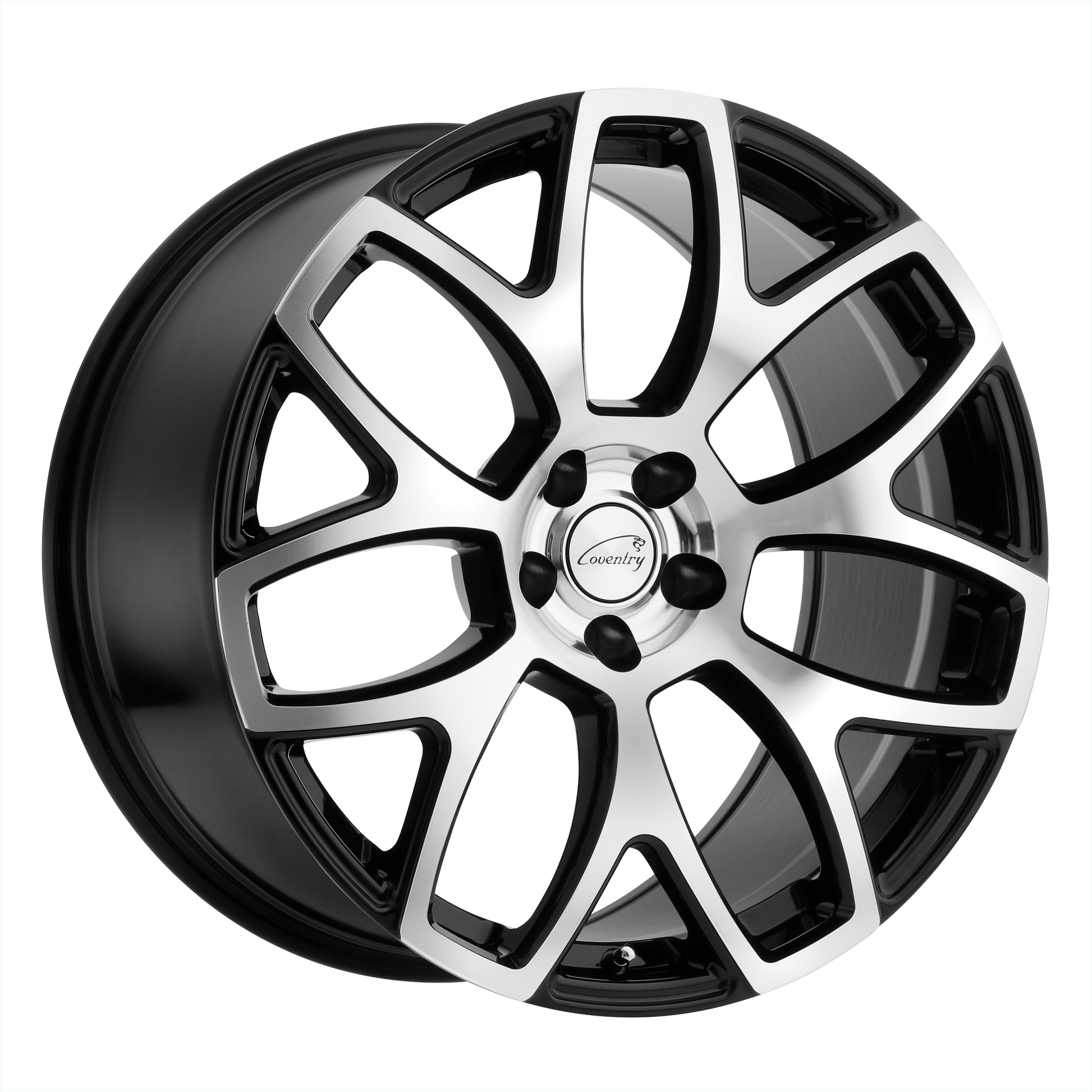 COVENTRY ASHFORD 19X9.5 40 5X108 GLOSS BLACK W/ MIRROR CUT FACE