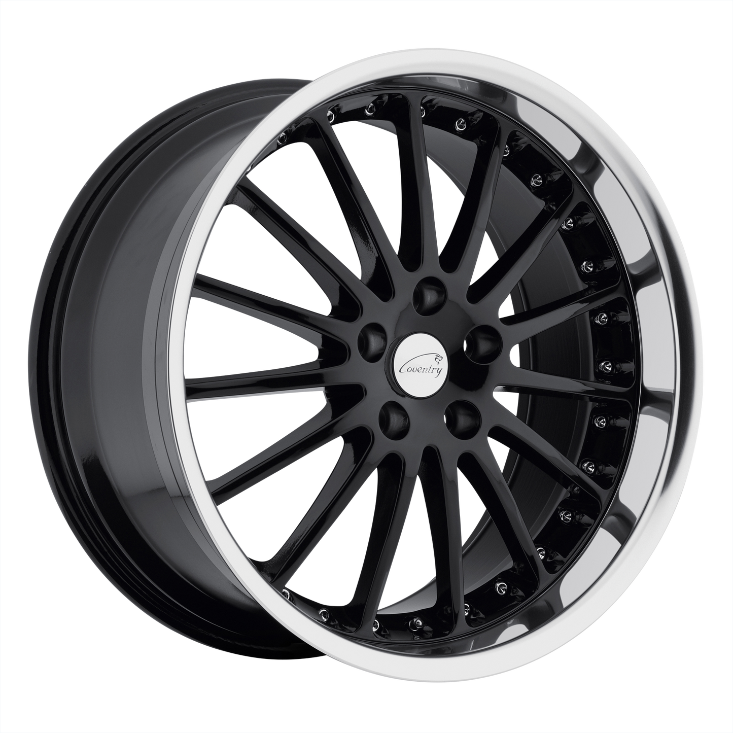 Coventry WHITLEY 19X8.5 42 5X108/5X4.25 GLOSS BLACK W/ MIRROR CUT LIP