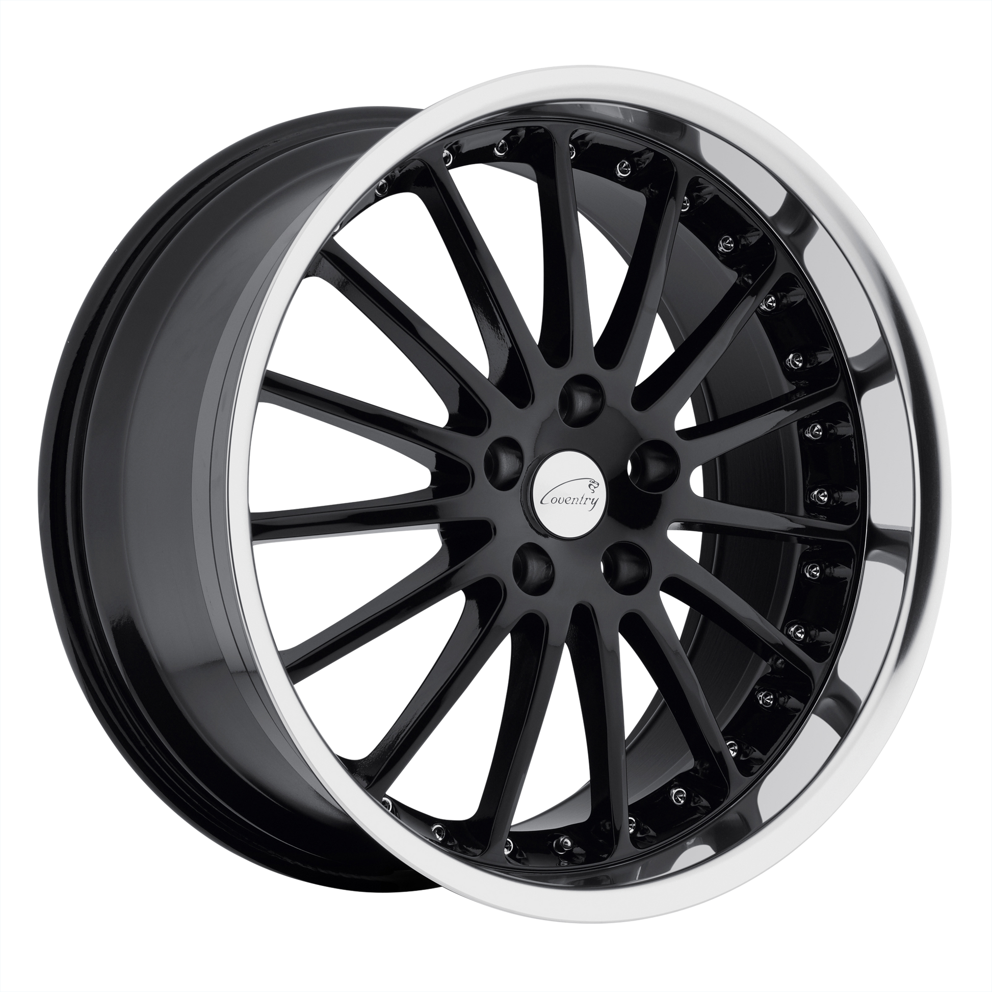 Coventry WHITLEY 17X8 42 5X108/5X4.25 GLOSS BLACK W/ MIRROR CUT LIP