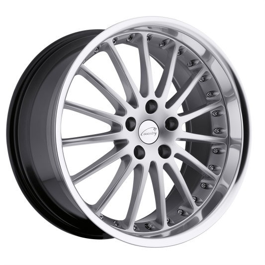 Coventry WHITLEY 18X8.5 42 5X108/5X4.25 HYPER SILVER W/ MIRROR CUT LIP