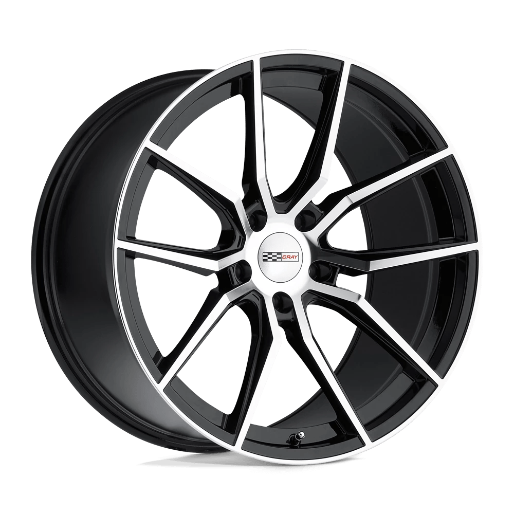 Cray SPIDER 18X9.5 56 5X120.65/5X4.75 GLOSS BLACK W/ MIRROR CUT FACE