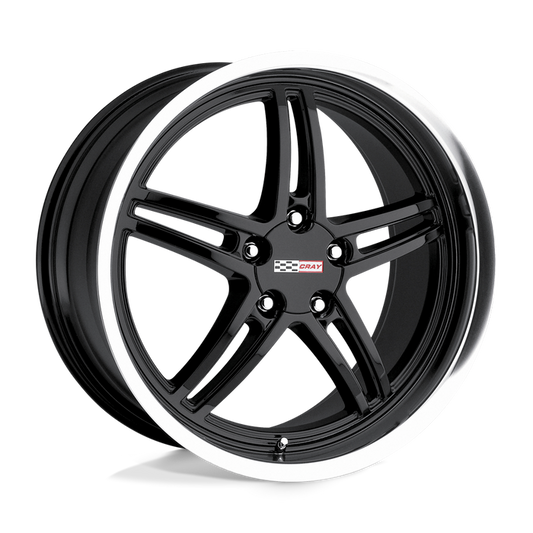 Cray SCORPION 19X9 50 5X120.65/5X4.75 GLOSS BLACK W/ MIRROR CUT LIP