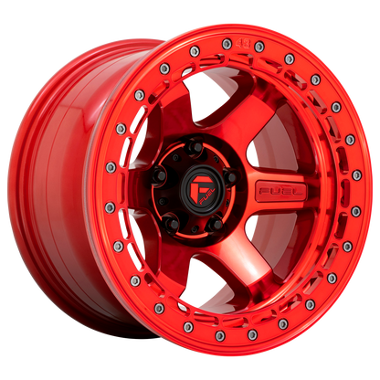 Fuel 1PC D123 BLOCK BEADLOCK 17X8.5 0 6X139.7/6X5.5 Candy Red With Candy Red Ring