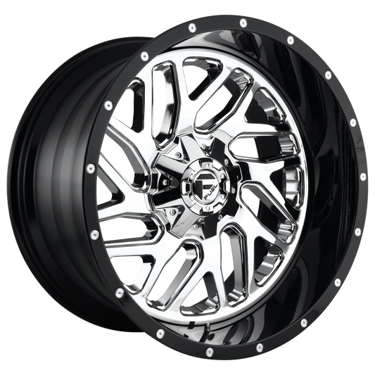 Fuel 2PC D211 TRITON 22x12 -44 8x170/8x6.7 CHROME PLATED GLOSS BLACK LIP