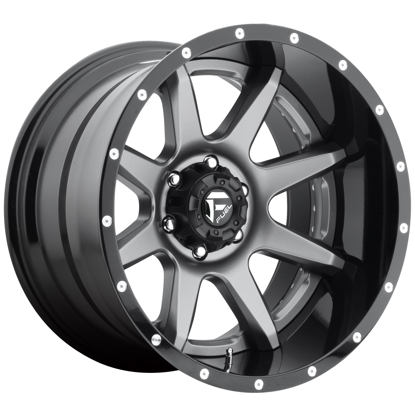 Fuel 2PC D238 RAMPAGE 20x10 -19 8x165.1/8x6.5 MATTE GUN METAL BLACK LIP