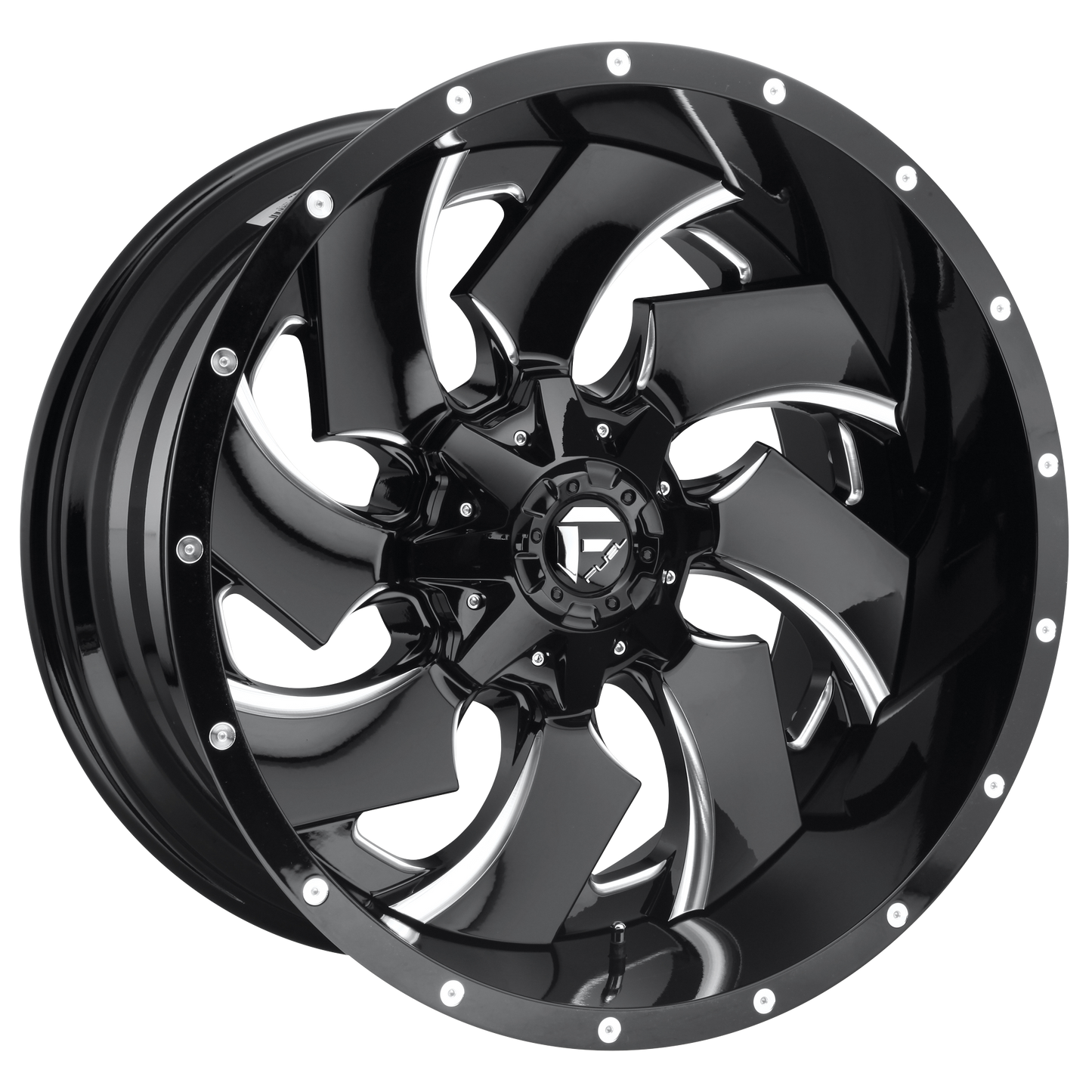 Fuel 2PC D239 CLEAVER 24X12 -44 6X135/6X5.3/6X139.7/6X5.5 GLOSS BLACK MILLED