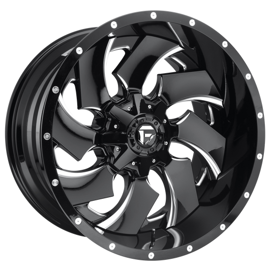 Fuel 2PC D239 CLEAVER 22X12 -44 6X135/6X5.3/6X139.7/6X5.5 GLOSS BLACK MILLED