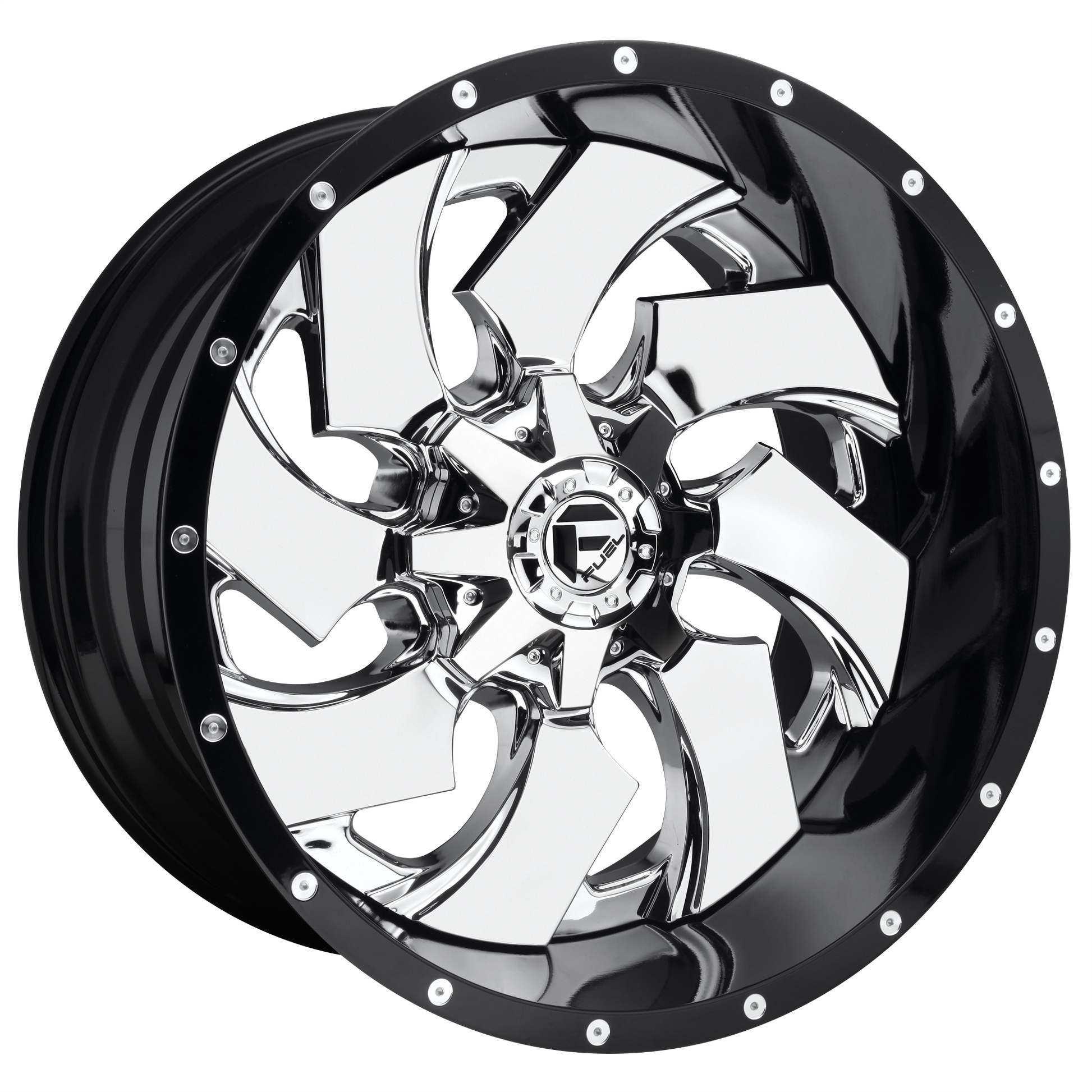 Fuel 2PC D240 CLEAVER 20x9 20 8x180/8x7.1 CHROME PLATED GLOSS BLACK LIP
