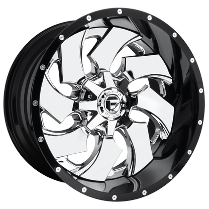 Fuel 2PC D240 CLEAVER 20X9 20 8X165.1 CHROME PLATED GLOSS BLACK LIP
