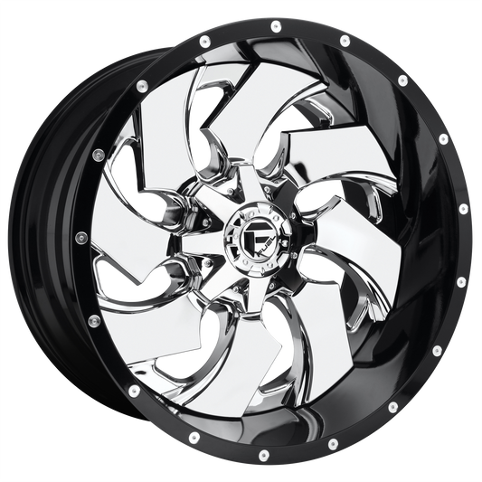 Fuel 2PC D240 CLEAVER 22x10 -13 6x135/6x139.7/6x135/5.5 CHROME PLATED GLOSS BLACK LIP