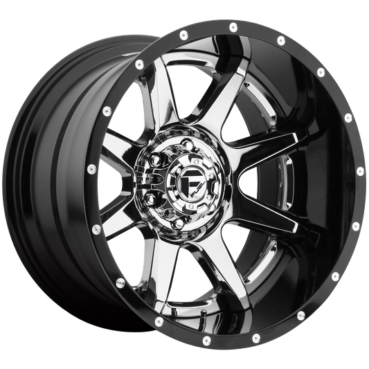 Fuel 2PC D247 RAMPAGE 20x10 -19 8x170/8x6.7 CHROME PLATED GLOSS BLACK LIP