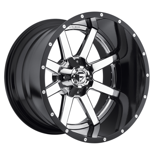 Fuel 2PC D260 MAVERICK 20x12 -44 8x170/8x6.7 CHROME PLATED GLOSS BLACK LIP