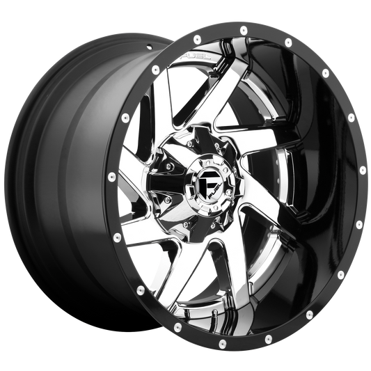 Fuel 2PC D263 RENEGADE 22X14 -70 6X135/6X5.3/6X139.7/6X5.5 CHROME PLATED GLOSS BLACK LIP