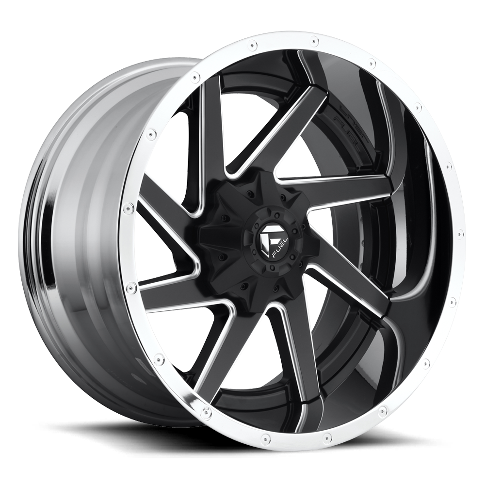 Fuel 2PC D264 RENEGADE 20X10 -19 6X135/6X5.3/6X139.7/6X5.5 MATTE BLACK CHROME LIP