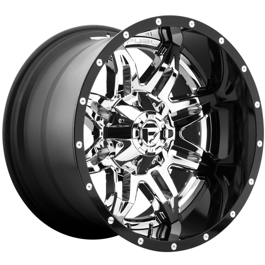 Fuel 2PC D266 LETHAL 20x10 -19 6x135/6x139.7/6x135/5.5 CHROME PLATED GLOSS BLACK LIP